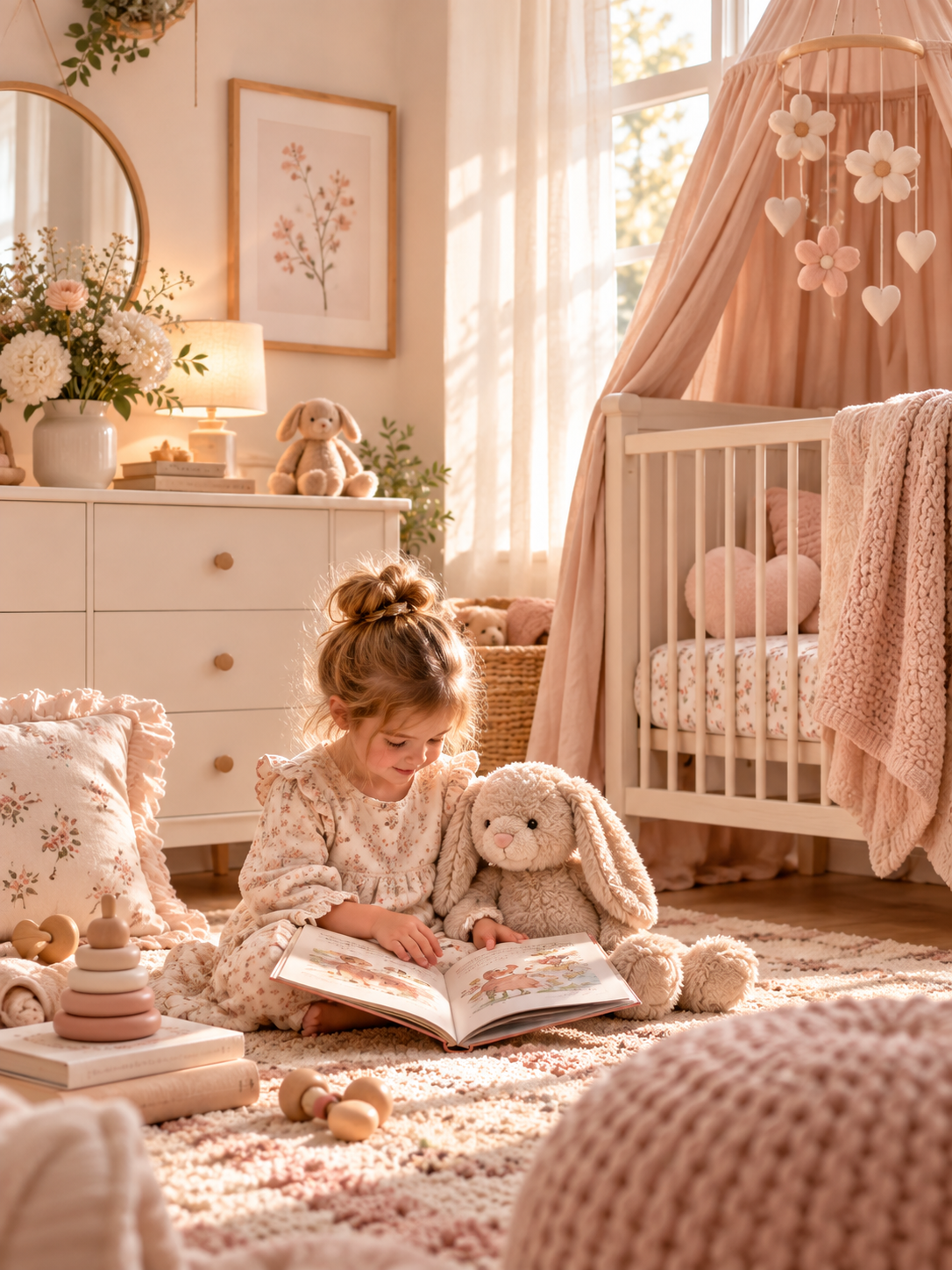 Elegant soft pink nursery interior