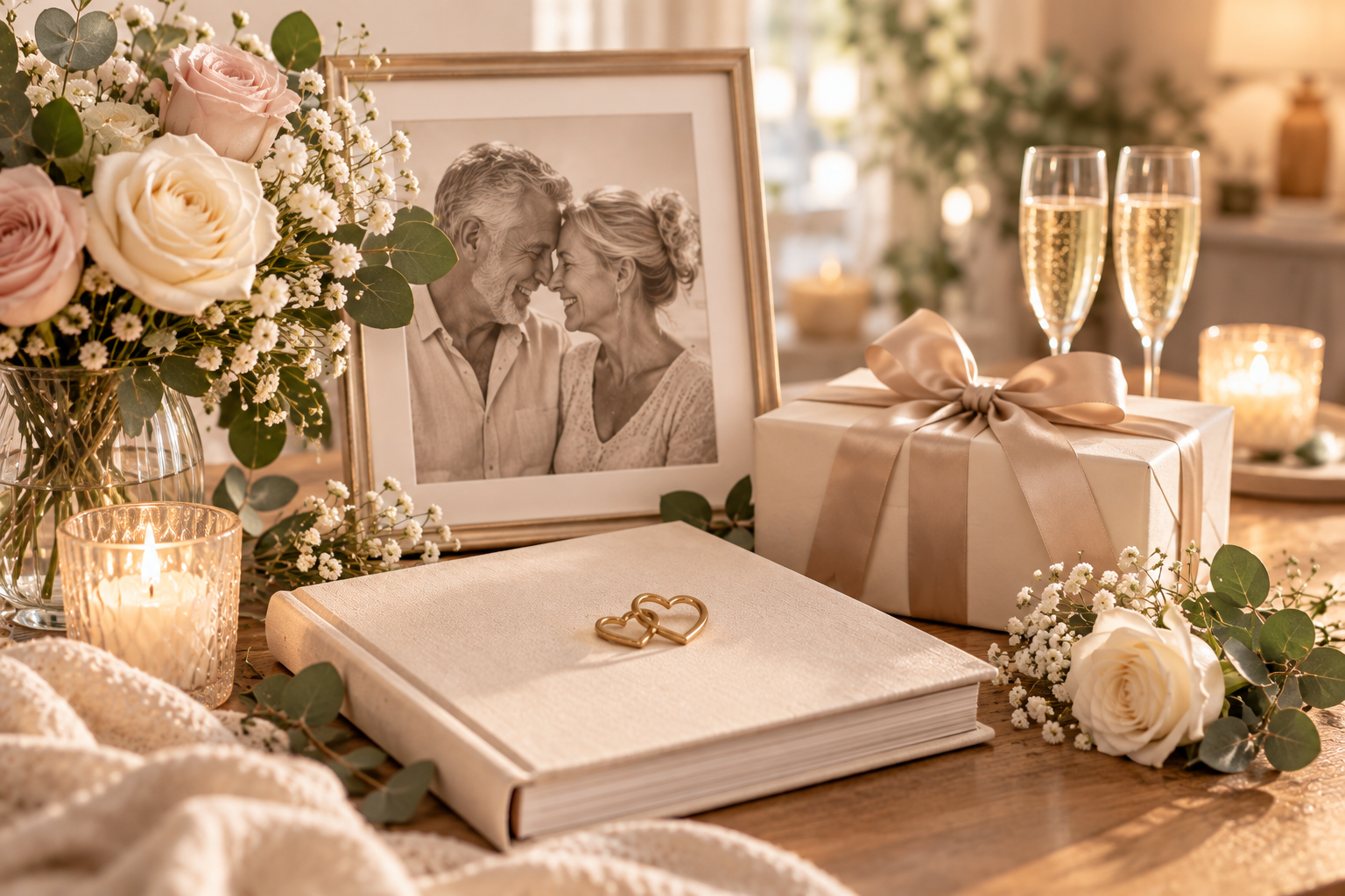 Flowers and anniversary celebration